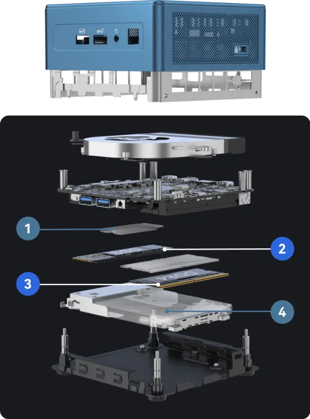 GEEKOM IT13 Mini PC Exploded view
