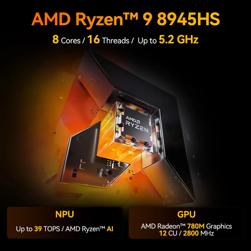 GEEKOM A8 AI Mini PC with AMD Ryzen™ 9 8945HS
